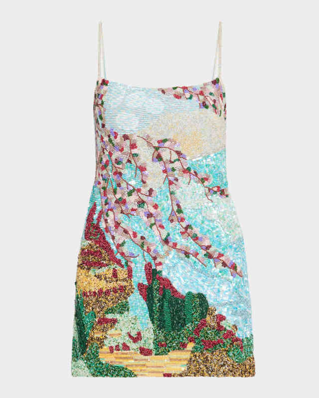Bebe Hand-Beaded Mini Dress